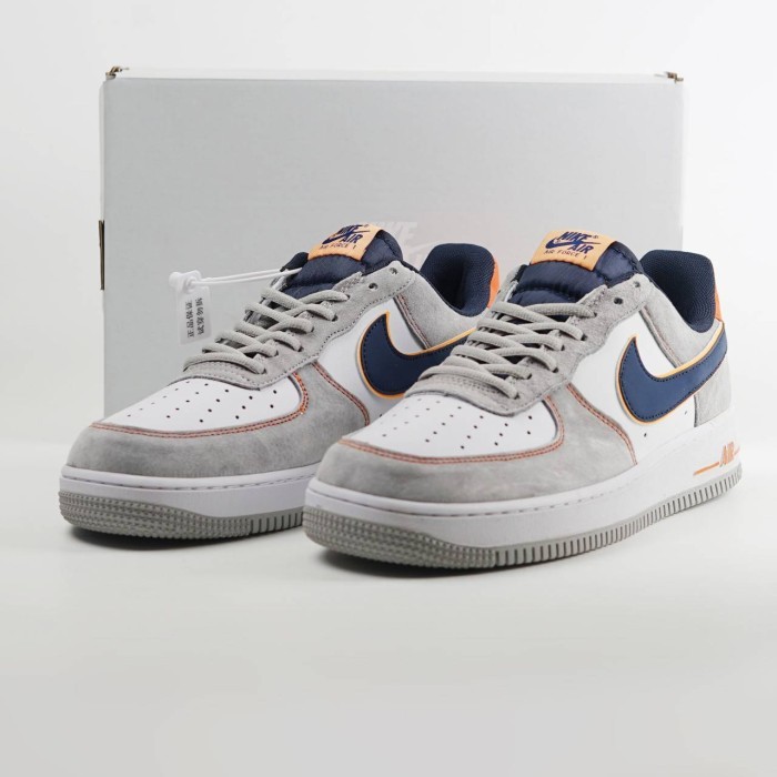 Giày Nike Air Force 1 Low White Cool Grey Navy Blue Orange