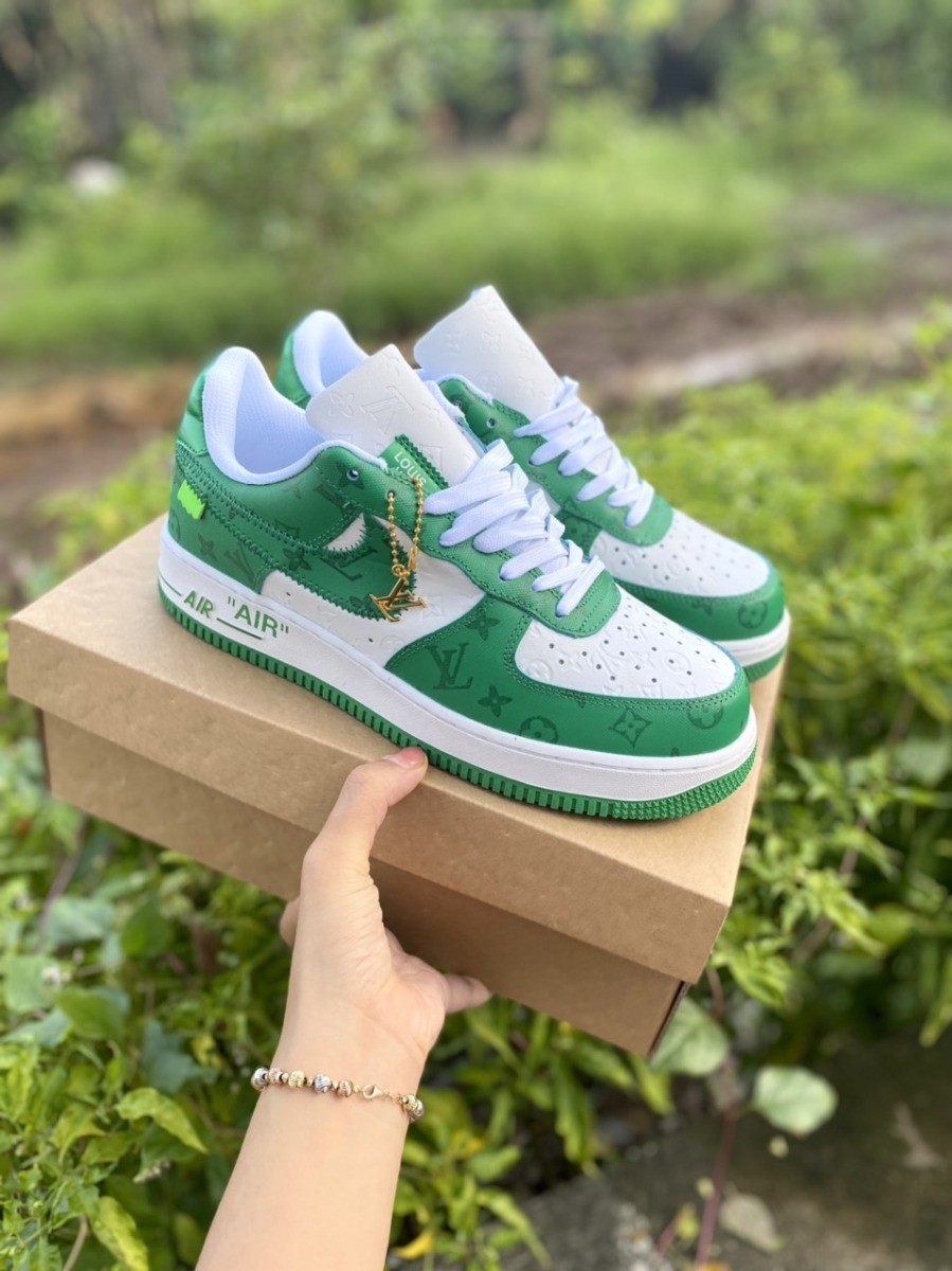 Giày Louis Vuitton And Nike Air Force 1 White Gym Green 1A9V9V  LUXITY