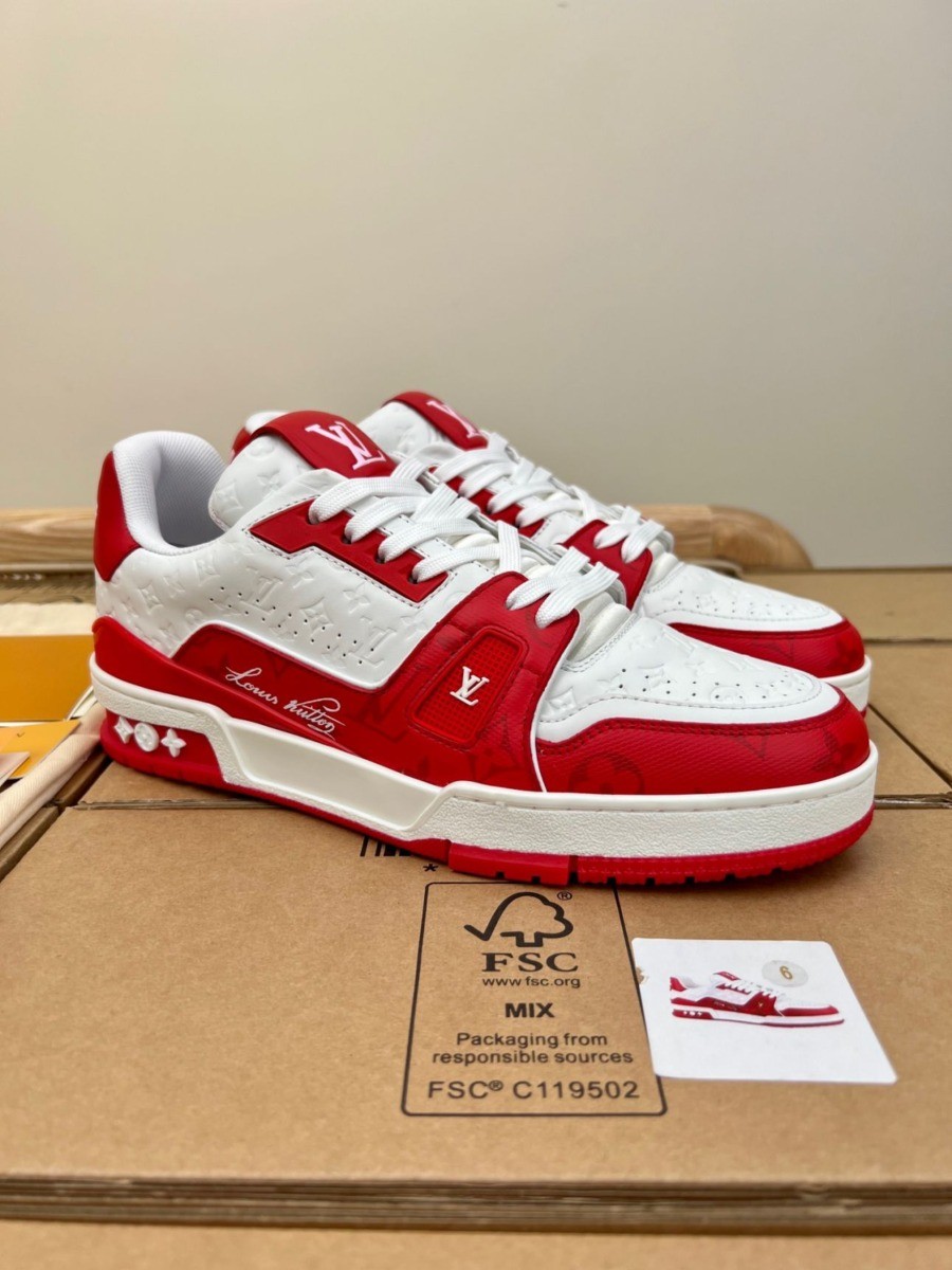 Giày Louis Vuitton LV Trainer 23 White Red