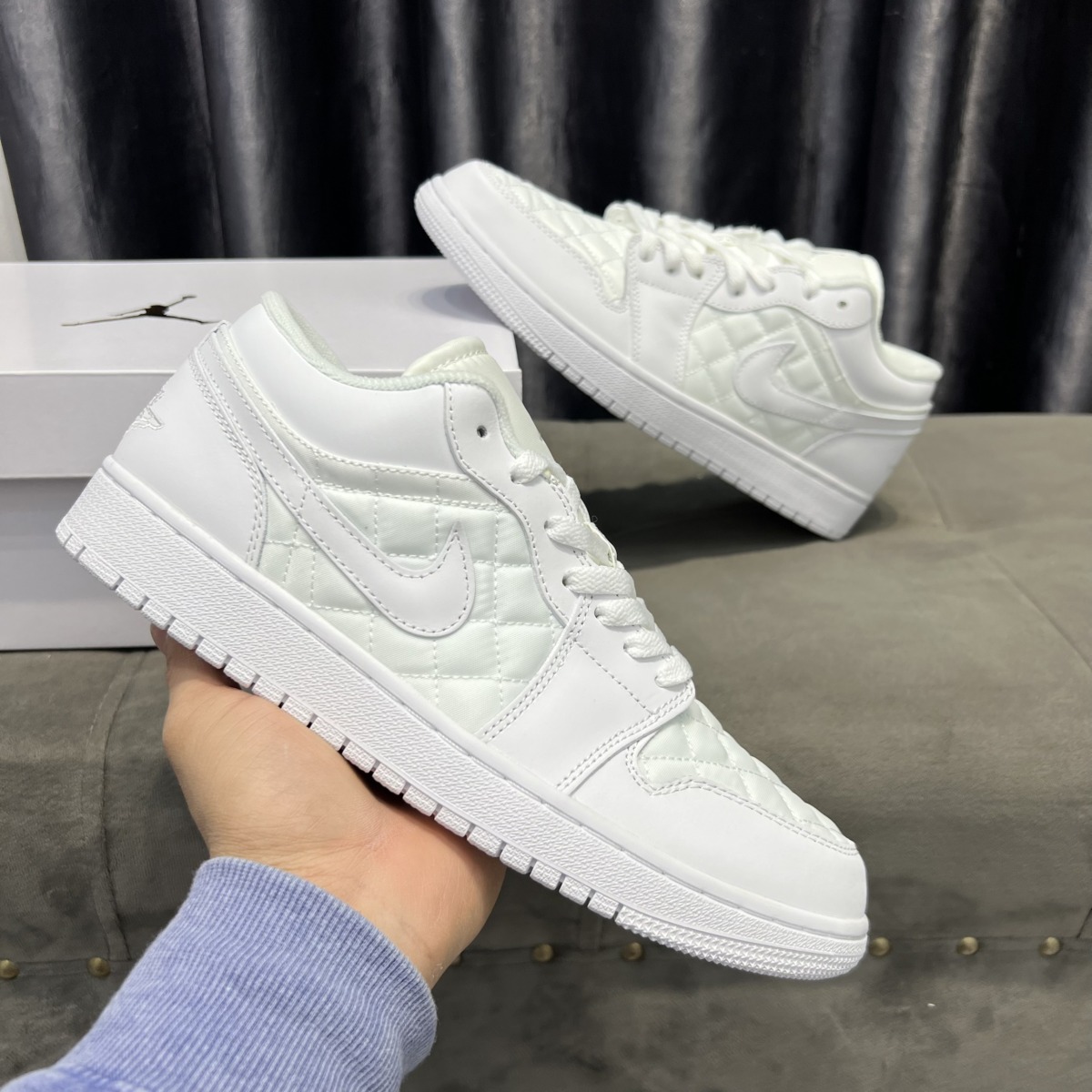 Giày Nike Air Jordan 1 Low Quilted ‘White’ Like Auth