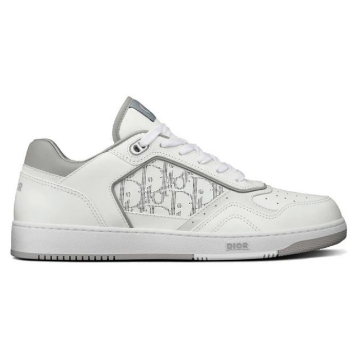 dior b27 low top white gray smooth calfskin oblique galaxy leather like auth