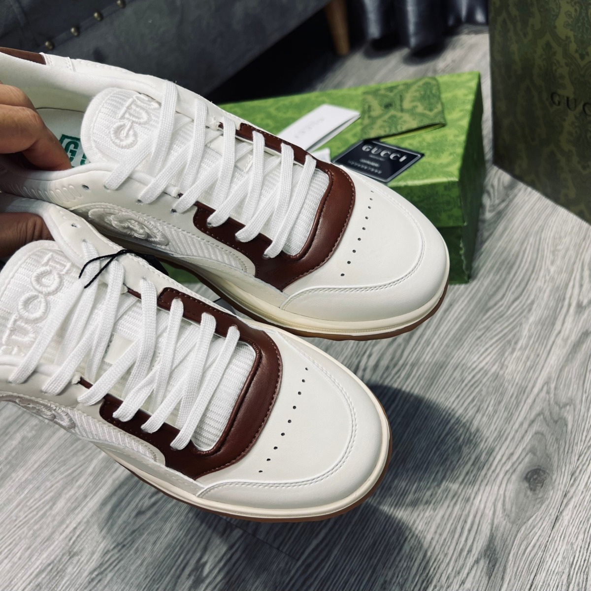 Giày Gucci MAC80 Trainer White Brown Like Auth