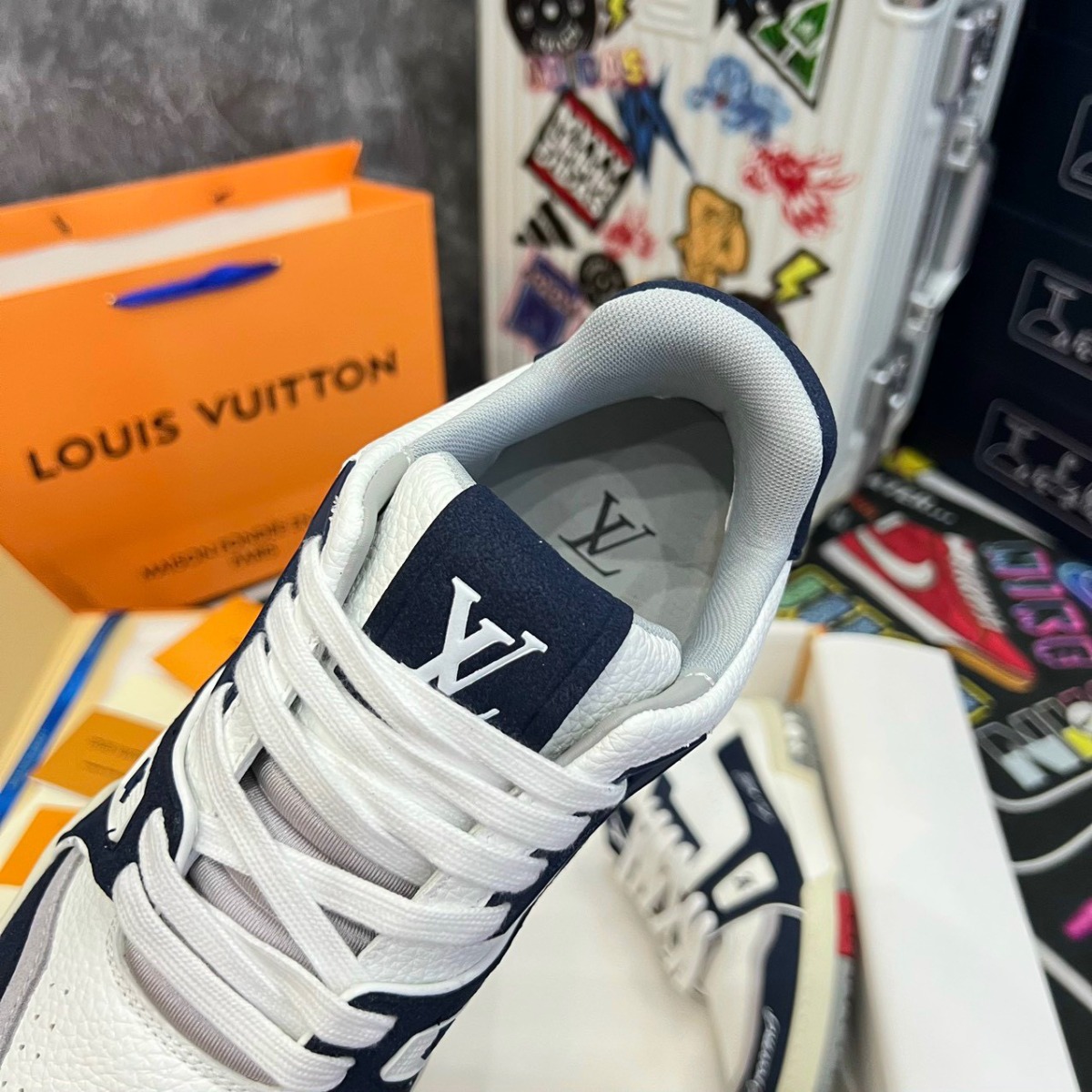 Giày LV Trainer #54 New York Navy Auth Tuồng