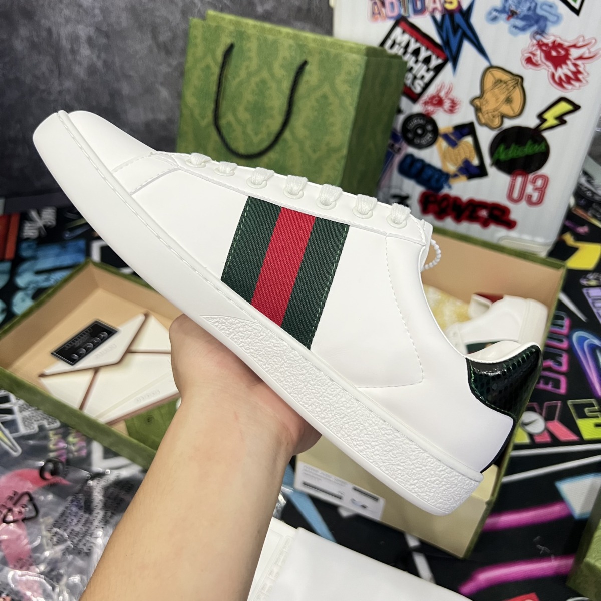 Giày Gucci Ace Embroidered Bee - Gucci Ong Like Auth