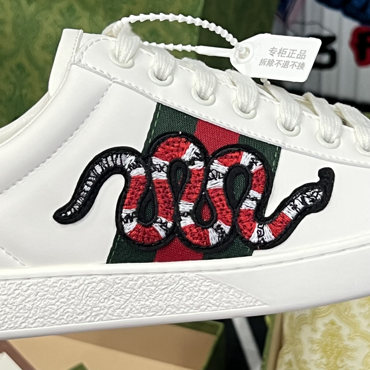 Giày Gucci Ace Embroidered 'Snake' Like Auth