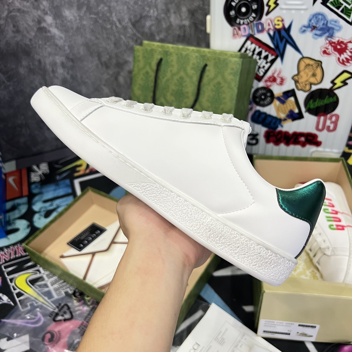 Giày Gucci Ace 'Gucci Blade Distressed White' Like Auth