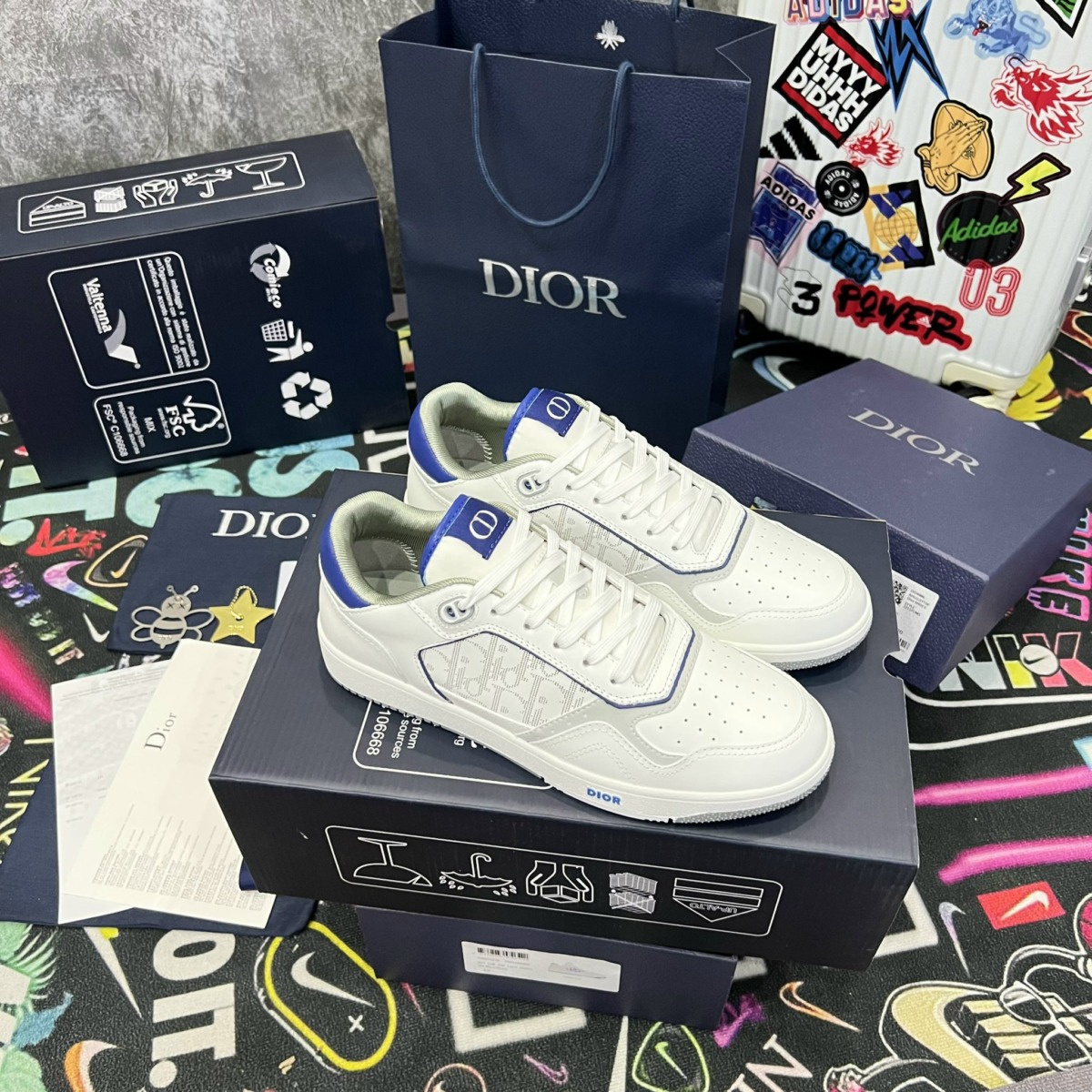 Giày Dior B27 Low Top Sneaker 'Blue White' Like Auth