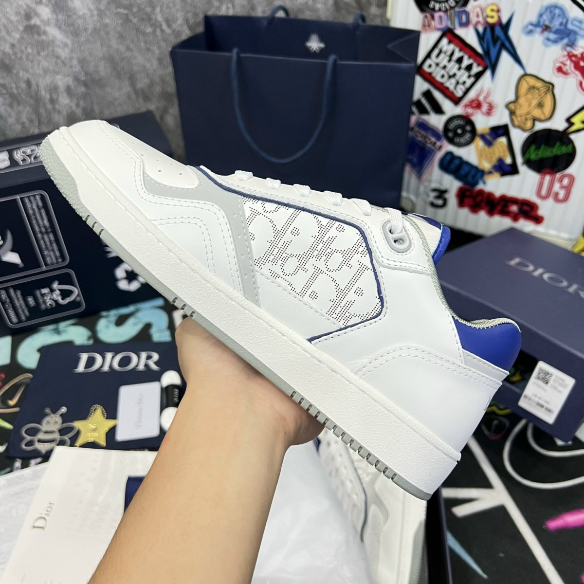 giay dior b27 low top sneaker blue white like auth 99 6