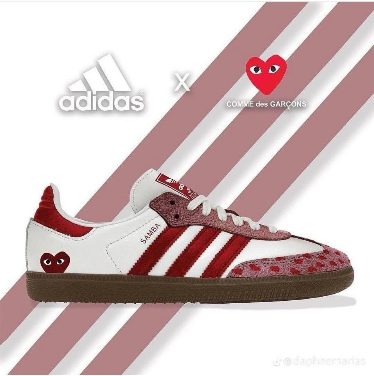 Giày Adidas Samba OG x CDG Heart Valentines Like Auth