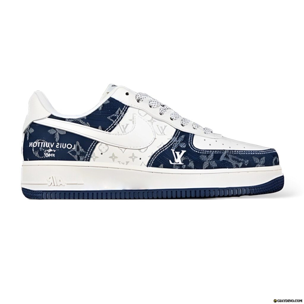 Giày Nike Air Force 1 Louis Vuitton LV Denim White Like Auth